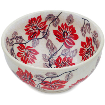 Polish Pottery Bowl 5&quot; Bold Blooms UNIKAT