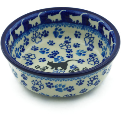 Polish Pottery Bowl 5&quot; Boo Boo Kitty Paws