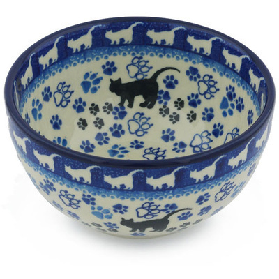 Polish Pottery Bowl 5&quot; Boo Boo Kitty Paws