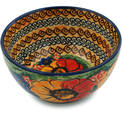 Polish Pottery Bowl 5&quot; Bright Beauty UNIKAT