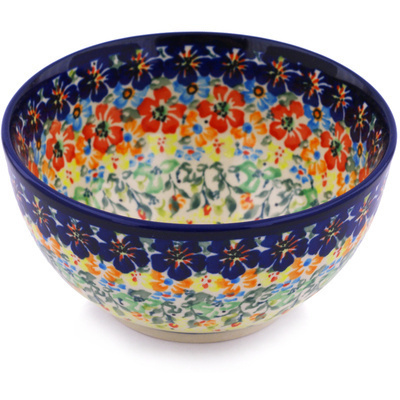Polish Pottery Bowl 5&quot; Bright Eyes UNIKAT