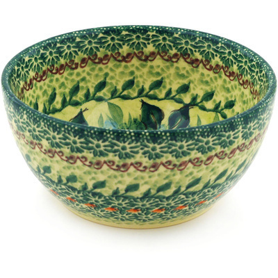Polish Pottery Bowl 5&quot; Brown Rose Bouquet UNIKAT