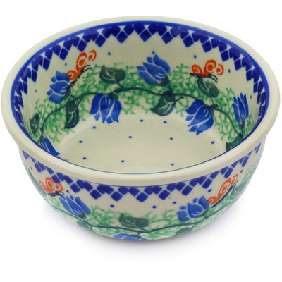 Polish Pottery Bowl 5&quot; Butterfly In The Tulips