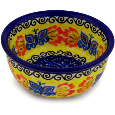 Polish Pottery Bowl 5&quot; Butterfly Oasis UNIKAT