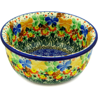 Polish Pottery Bowl 5&quot; Butterfly Sun UNIKAT