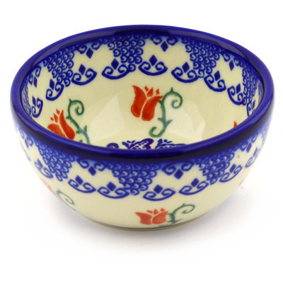 Polish Pottery Bowl 5&quot; Butterfly Tulips