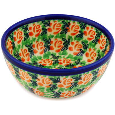 Polish Pottery Bowl 5&quot; Cabbage Rose Field