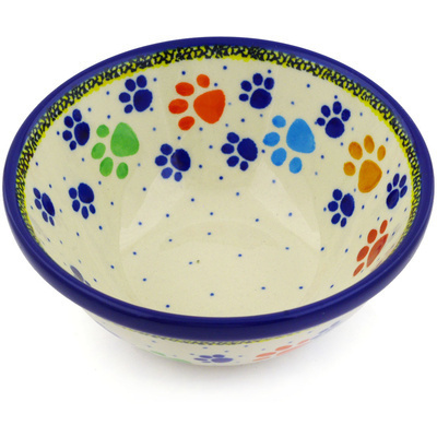 Polish Pottery Bowl 5&quot; Children&#039;s Happy Paws