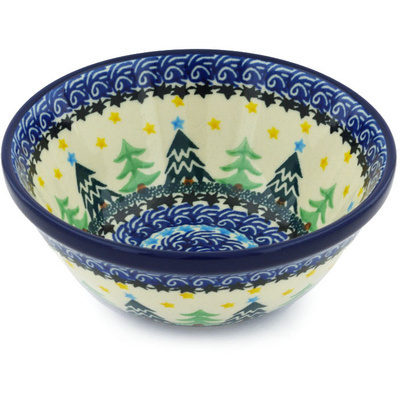 Polish Pottery Bowl 5&quot; Christmas Evergreen