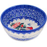 Polish Pottery Bowl 5&quot; Christmas Gnome In Town UNIKAT