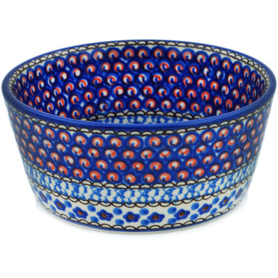 Polish Pottery Bowl 5&quot; Cobalt Poppies UNIKAT