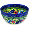 Polish Pottery Bowl 5&quot; Cobalt Water Meadow UNIKAT