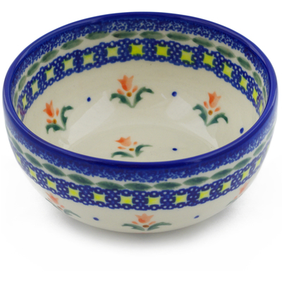 Polish Pottery Bowl 5&quot; Cocentric Tulips