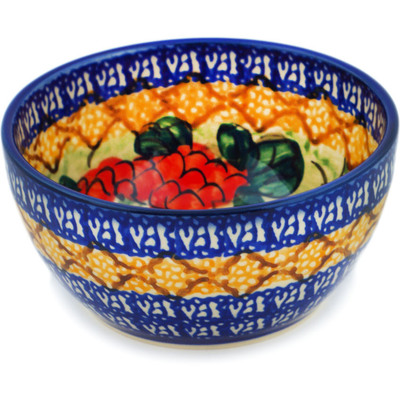 Polish Pottery Bowl 5&quot; Colorful Bouquet UNIKAT