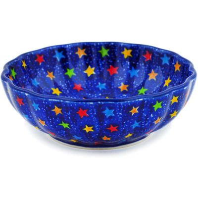 Polish Pottery Bowl 5&quot; Colorful Star Show UNIKAT