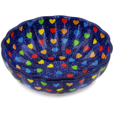 Polish Pottery Bowl 5&quot; Colourful Dot Show UNIKAT