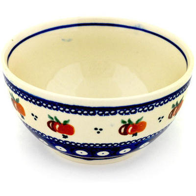 Polish Pottery Bowl 5&quot; Country Apple Peacock