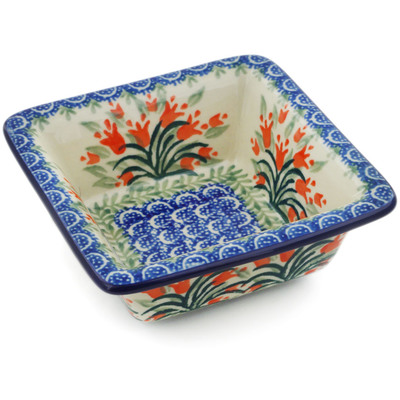 Polish Pottery Bowl 5&quot; Crimson Bells