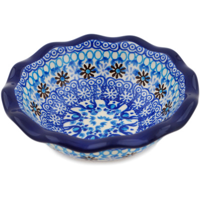 Polish Pottery Bowl 5&quot; Crocheted Granny Squares