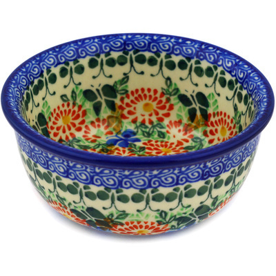 Polish Pottery Bowl 5&quot; Dahlia Butterflies UNIKAT