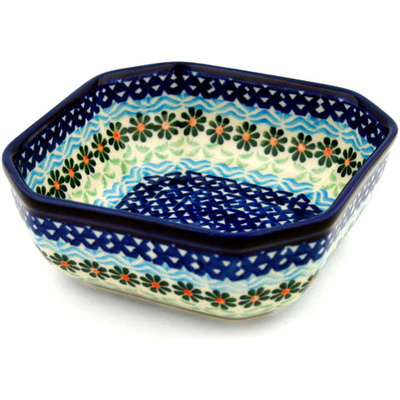 Polish Pottery Bowl 5&quot; Daisies By The Sea