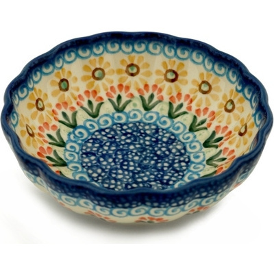 Polish Pottery Bowl 5&quot; Daisies On The Shore