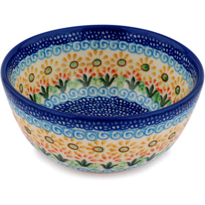 Polish Pottery Bowl 5&quot; Daisies On The Shore