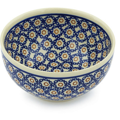 Polish Pottery Bowl 5" Daisy Stamps
