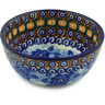 Polish Pottery Bowl 5&quot; Dancing Blue Poppies UNIKAT