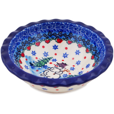 Polish Pottery Bowl 5&quot; Dancing Snowman UNIKAT
