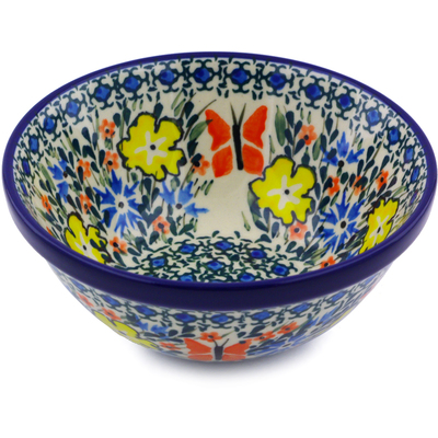 Polish Pottery Bowl 5&quot; Daylight Garden UNIKAT
