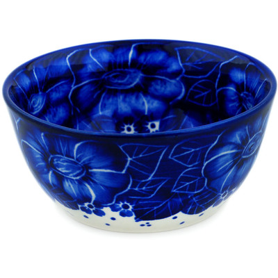Polish Pottery Bowl 5&quot; Deep Sea Poppy
