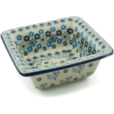 Polish Pottery Bowl 5" Delicate Blue Composition