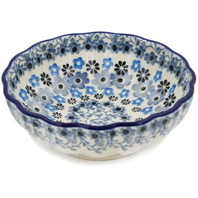 Polish Pottery Bowl 5&quot; Delicate Blue Composition