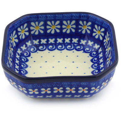 Polish Pottery Bowl 5&quot; Dots And Daisies