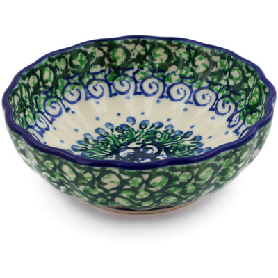 Polish Pottery Bowl 5&quot; Emerald Garden UNIKAT