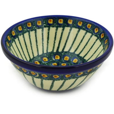 Polish Pottery Bowl 5&quot; Emerald Peacock