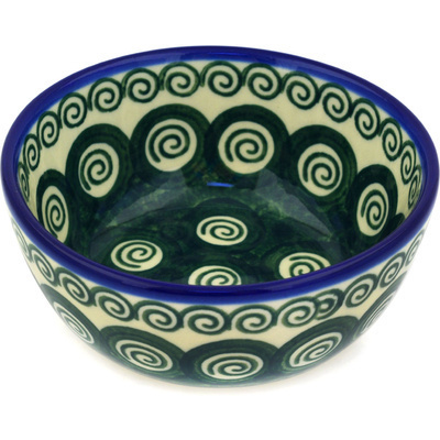 Polish Pottery Bowl 5" Emerald Swirl