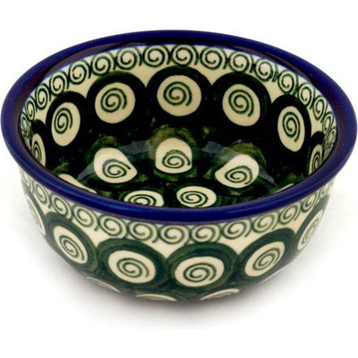 Polish Pottery Bowl 5&quot; Emerald Swirl
