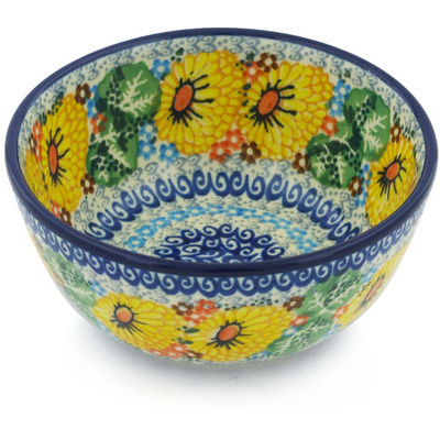 Polish Pottery Bowl 5&quot; Enchanted Spring UNIKAT