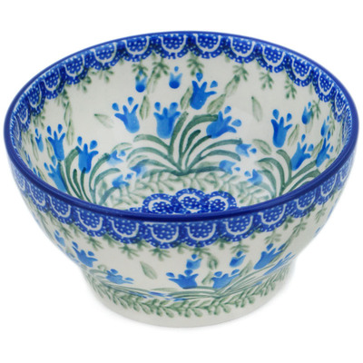 Polish Pottery Bowl 5&quot; Feathery Bluebells