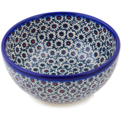 Polish Pottery Bowl 5&quot; Field Of Black Daisies