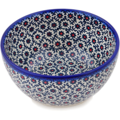 Polish Pottery Bowl 5&quot; Field Of Black Daisies