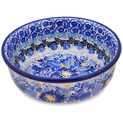 Polish Pottery Bowl 5&quot; Fields Of Blue UNIKAT