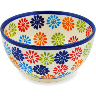 Polish Pottery Bowl 5&quot; Fiesta Flowers