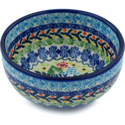 Polish Pottery Bowl 5" Flor-de-lis UNIKAT