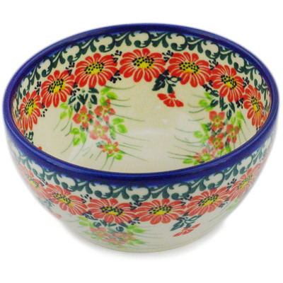Polish Pottery Bowl 5&quot; Flora Fantasia UNIKAT