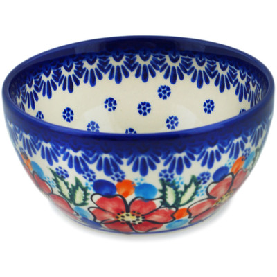 Polish Pottery Bowl 5&quot; Floral Awe UNIKAT