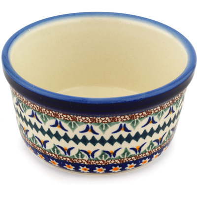 Polish Pottery Bowl 5&quot; Floral Peacock UNIKAT