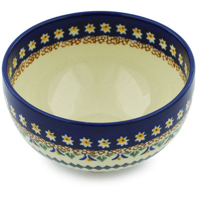 Polish Pottery Bowl 5&quot; Floral Peacock UNIKAT